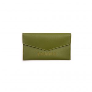 Snap envelope pouch, green, "Breath"