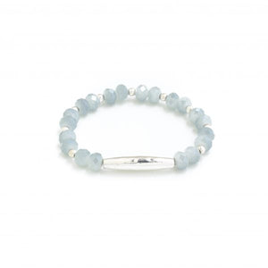 Bracelet, grey/silver stretch crystal