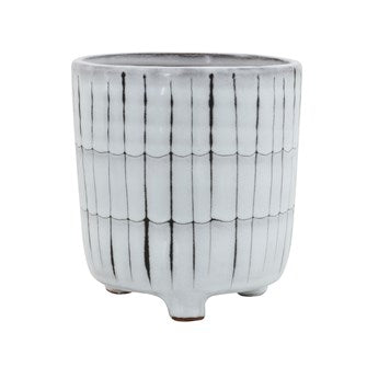 5'' Rnd x 5.75''H Terracotta Footed Planter Wht & Blk