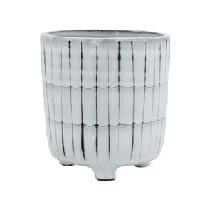 5'' Rnd x 5.75''H Terracotta Footed Planter Wht & Blk