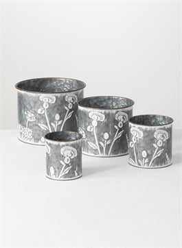 Flower pattern metal planter