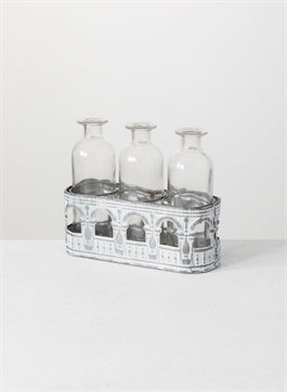 Galvanized three bottle caddy