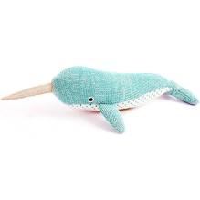 Narwhal, cotton knit baby rattle