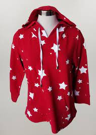 Pullover Hoodie, red with stars