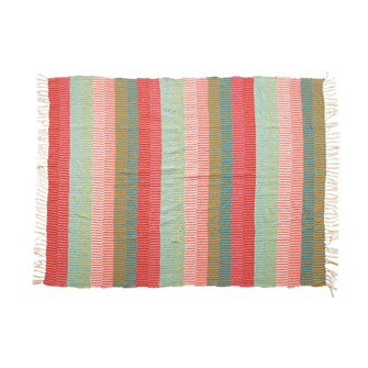 Throw, 60X50 woven recycled cotton/poly blend throw with tassels