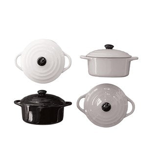 5” Round Stoneware Mini Baker W/Lids 4 Colors