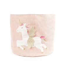 Unicorn pink linen storage bin